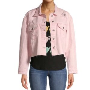 No Boundaries Women's Pink Denim Jean Jacket